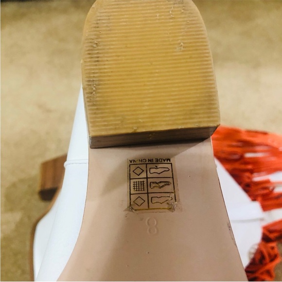 White and Orange TN Fringe Cowboy Boots - Picture 6 of 7